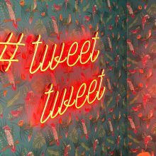 tweet hashtag in neon light form
