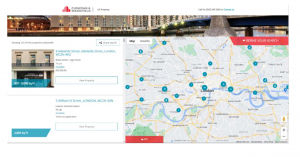 Cushman and Wakefield website property search page