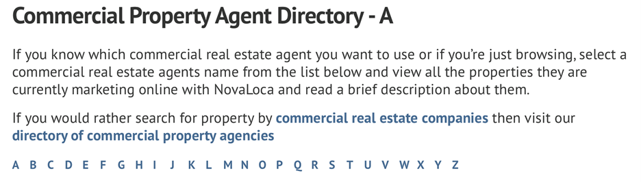 commercial property agent directory header 