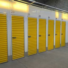 row of yellow storage doors