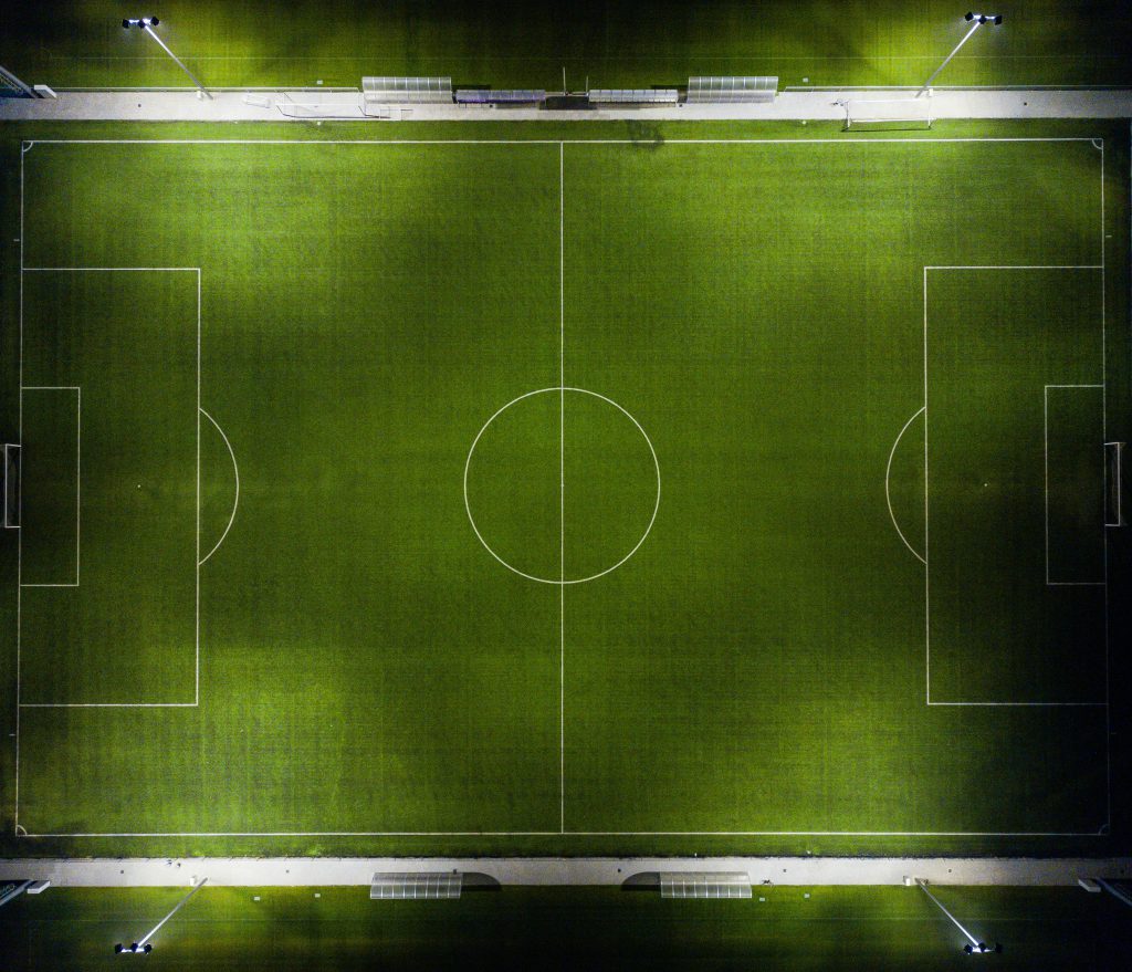 aerial view of a football pitch 