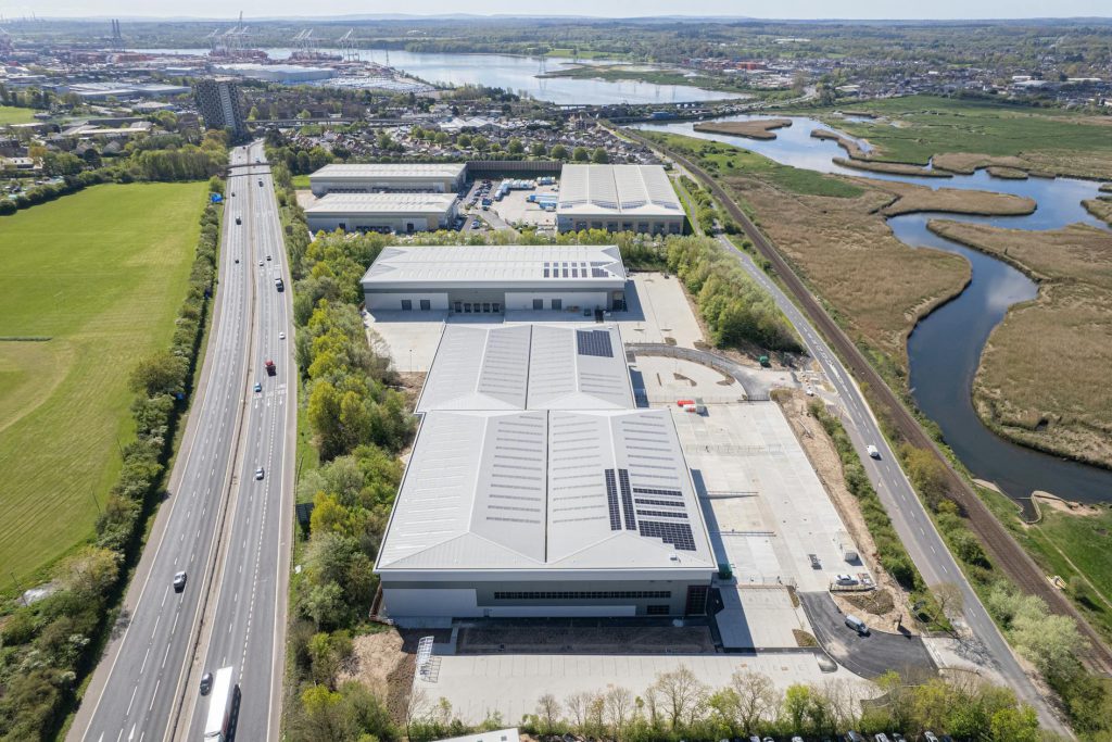 aerial view of warehouse property 