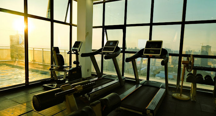 A Gym with treadmills